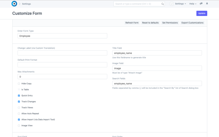 Employee Customization